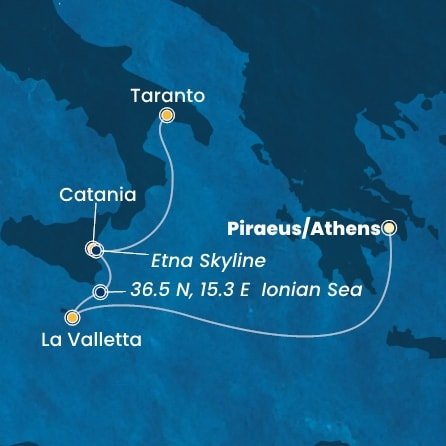 Řecko, Malta, , Itálie z Pirea na lodi Costa Fascinosa