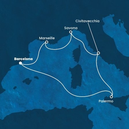 Španělsko, Francie, Itálie z Barcelony na lodi Costa Fortuna