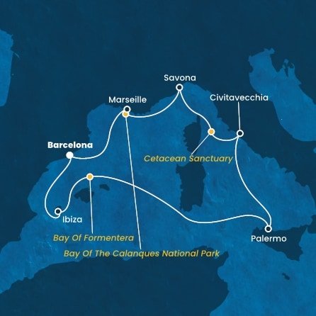 Španělsko, Itálie, Francie z Barcelony na lodi Costa Toscana