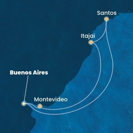 Argentina, Brazílie, Uruguay z Buenos Aires na lodi Costa Diadema