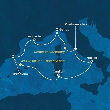 Itálie, Francie, Španělsko z Civitavecchia na lodi Costa Smeralda