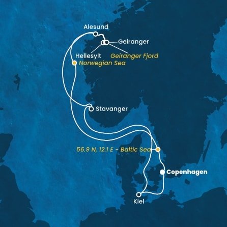 Dánsko, , Norsko, Německo z Kodaně na lodi Costa Diadema