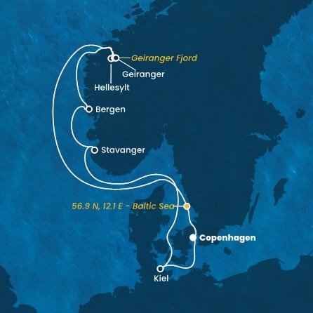 Dánsko, , Norsko, Německo z Kodaně na lodi Costa Diadema