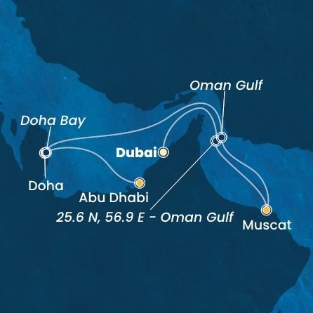 Spojené arabské emiráty, Omán, , Katar z Dubaje na lodi Costa Smeralda