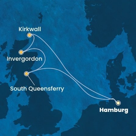 Německo, Velká Británie z Hamburku na lodi Costa Favolosa