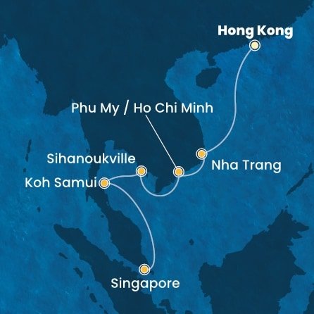 Čína, Vietnam, Kambodža, Thajsko, Singapur z Hong Kongu na lodi Costa Serena