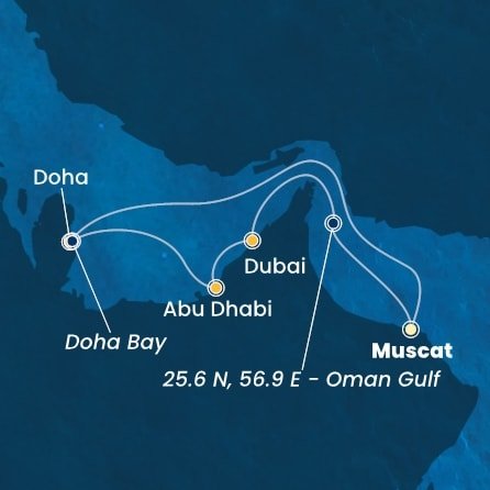 Omán, Katar, Spojené arabské emiráty z Maskatu na lodi Costa Smeralda