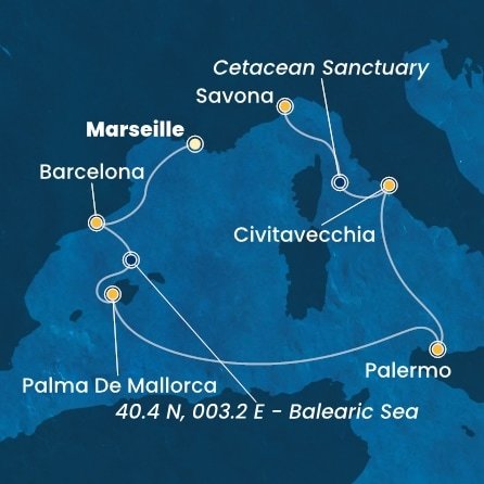 Francie, Španělsko, Itálie z Marseille na lodi Costa Toscana