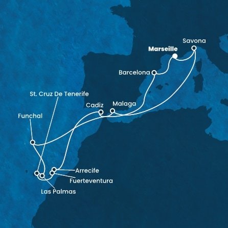 Francie, Itálie, Španělsko, Portugalsko z Marseille na lodi Costa Diadema