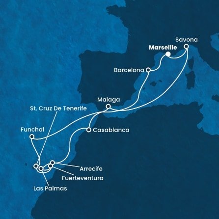 Francie, Itálie, Španělsko, Maroko, Portugalsko z Marseille na lodi Costa Diadema