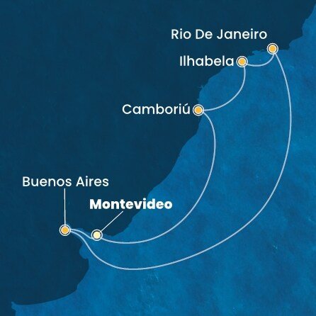 Uruguay, Argentina, Brazílie z Montevidea na lodi Costa Favolosa