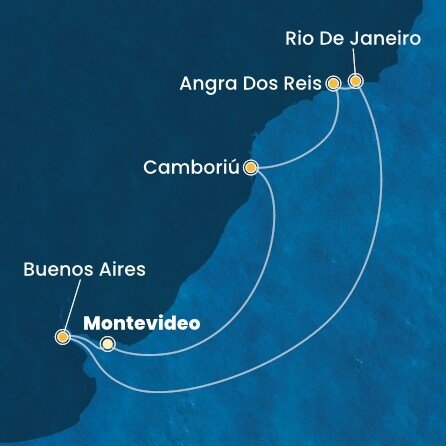 Uruguay, Argentina, Brazílie z Montevidea na lodi Costa Favolosa