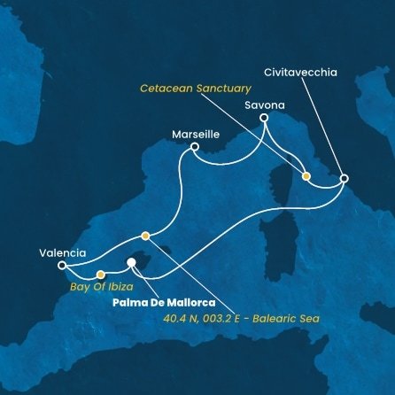 Španělsko, , Francie, Itálie z Palma de Mallorca na lodi Costa Pacifica