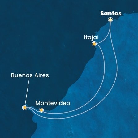 Brazílie, Uruguay, Argentina ze Santosu na lodi Costa Diadema