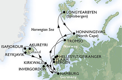 Německo, Norsko, Velká Británie, Island z Hamburku na lodi MSC Preziosa