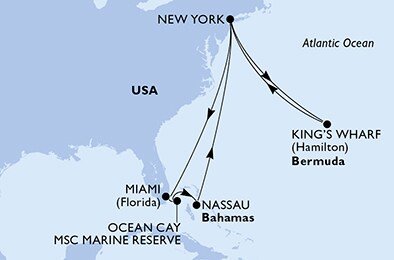 USA - Východní pobřeží, USA, Bahamy, Bermudy z New Yorku na lodi MSC Meraviglia