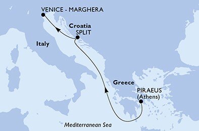 Řecko, Chorvatsko, Itálie z Pirea na lodi MSC Sinfonia