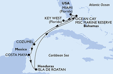 USA, Mexiko, Honduras, Bahamy z Miami na lodi MSC Magnifica