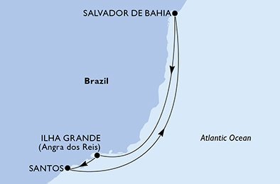 Brazílie ze Salvadoru na lodi MSC Grandiosa