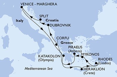 Itálie, Řecko, Chorvatsko z Benátek na lodi MSC Armonia