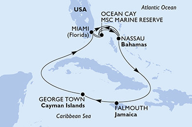 USA, Bahamy, Jamajka, Kajmanské ostrovy z Miami na lodi MSC Seascape