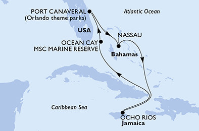 USA, Bahamy, Jamajka z Port Canaveralu na lodi MSC Seashore