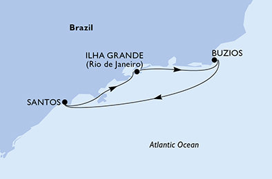 Brazílie ze Santosu na lodi MSC Seaview