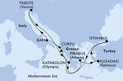 Turecko, Řecko, Itálie z Istanbulu na lodi MSC Fantasia