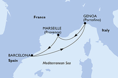 Itálie, Francie, Španělsko z Janova na lodi MSC Grandiosa