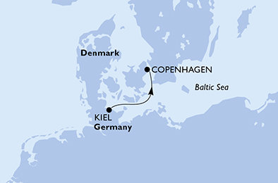 Německo, Dánsko z Kielu na lodi MSC Euribia