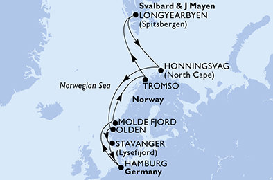 Německo, Norsko z Hamburku na lodi MSC Preziosa