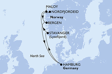 Německo, Norsko z Hamburku na lodi MSC Preziosa
