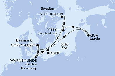 Německo, Dánsko, Lotyšsko, Švédsko z Warnemünde na lodi MSC Magnifica