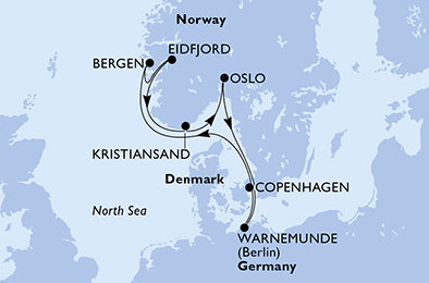 Německo, Norsko, Dánsko z Warnemünde na lodi MSC Magnifica