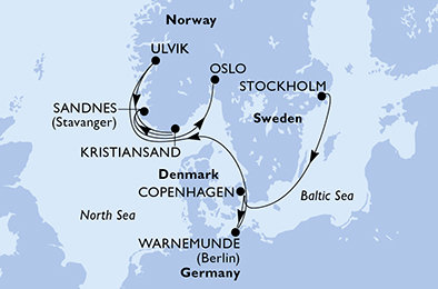 Švédsko, Dánsko, Německo, Norsko ze Stockholmu na lodi MSC Magnifica
