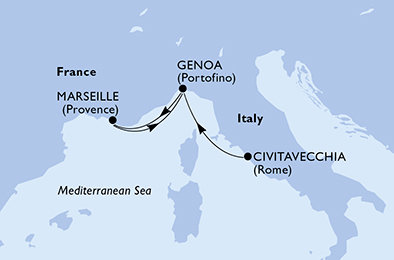 Itálie, Francie z Civitavecchia na lodi MSC Magnifica