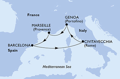 Itálie, Francie, Španělsko z Janova na lodi MSC Magnifica