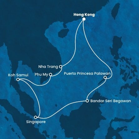 Čína, Vietnam, Thajsko, Singapur, Brunej, Filipíny z Hong Kongu na lodi Costa Serena