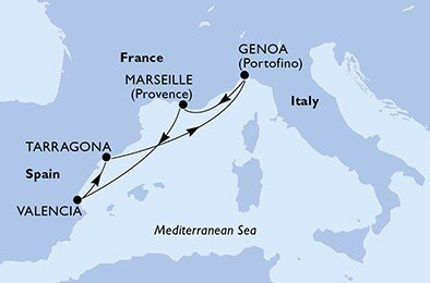 Itálie, Francie, Španělsko z Janova na lodi MSC Fantasia