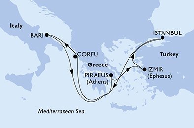 Řecko, Turecko, Itálie z Pirea na lodi MSC Sinfonia