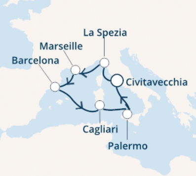 Itálie, Francie, Španělsko z Civitavecchia na lodi Costa Pacifica