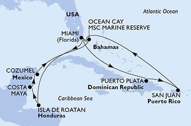 Křížem krážem Karibikem na lodi MSC World America