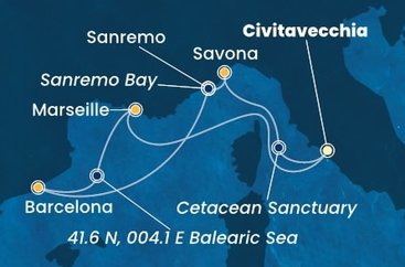 Itálie, , Španělsko, Francie z Civitavecchia na lodi Costa Toscana