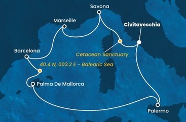 Itálie, Francie, Španělsko z Civitavecchia na lodi Costa Toscana