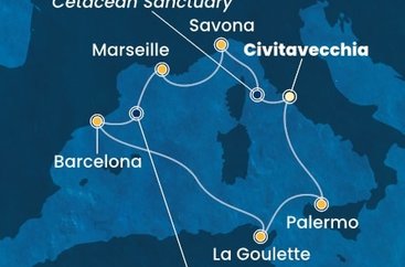 Itálie, Francie, Španělsko, Tunisko z Civitavecchia na lodi Costa Pacifica