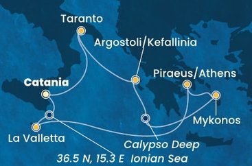 Itálie, Řecko, Malta,  z Katánie na lodi Costa Fascinosa