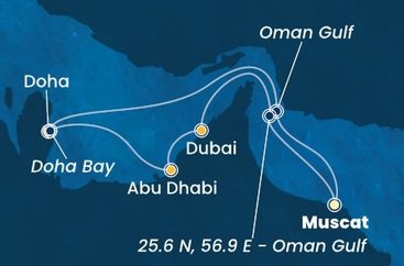 Omán, , Katar, Spojené arabské emiráty z Maskatu na lodi Costa Smeralda