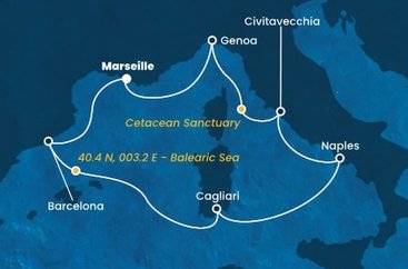 Francie, Španělsko, Itálie z Marseille na lodi Costa Smeralda