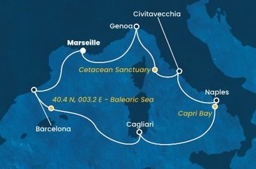 Francie, Španělsko, Itálie z Marseille na lodi Costa Smeralda