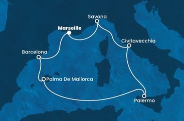 Francie, Španělsko, Itálie z Marseille na lodi Costa Smeralda